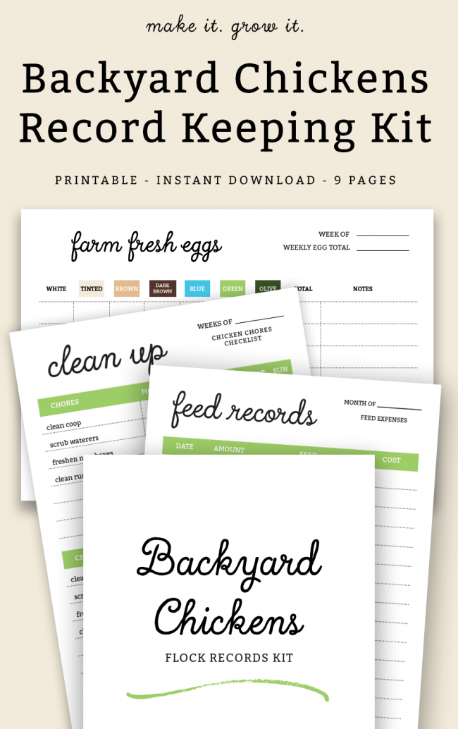 Backyard Chickens Printable Record Keeping Kit