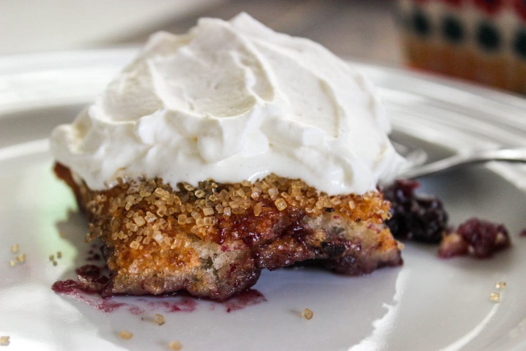 Cobbler with whipped cream.