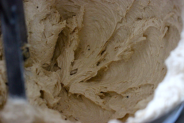 Cookie dough after beating in eggs.