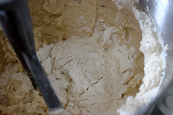 Flour added to cookie dough.