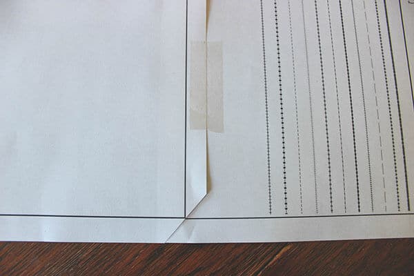 Pattern pages taped together